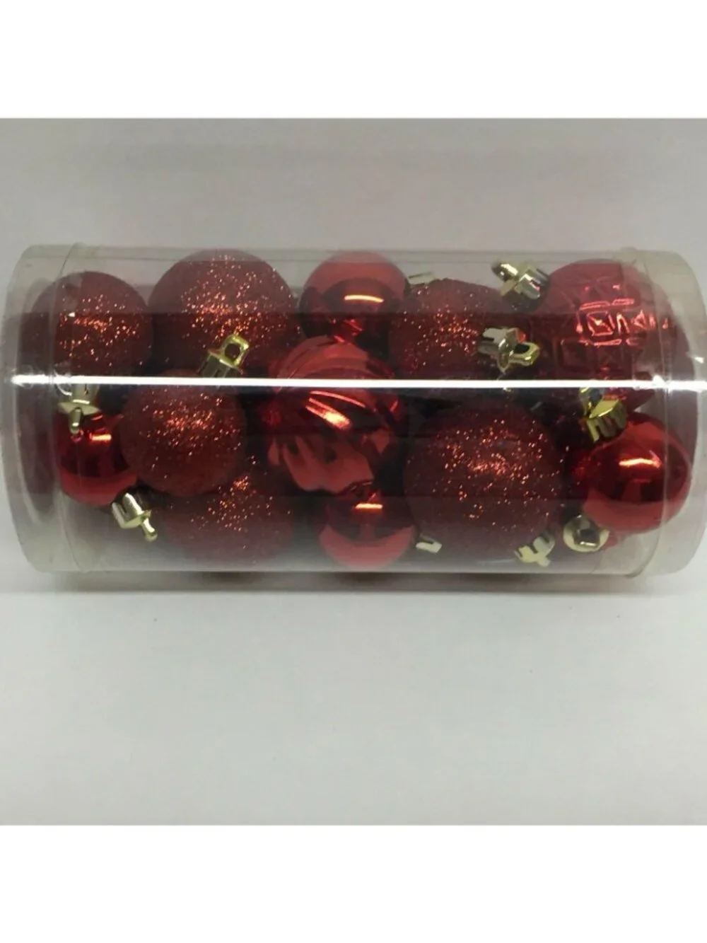 Holiday 20 Red Mini Shatterproof Ball Glitter Shiny Matt Christmas Ornaments